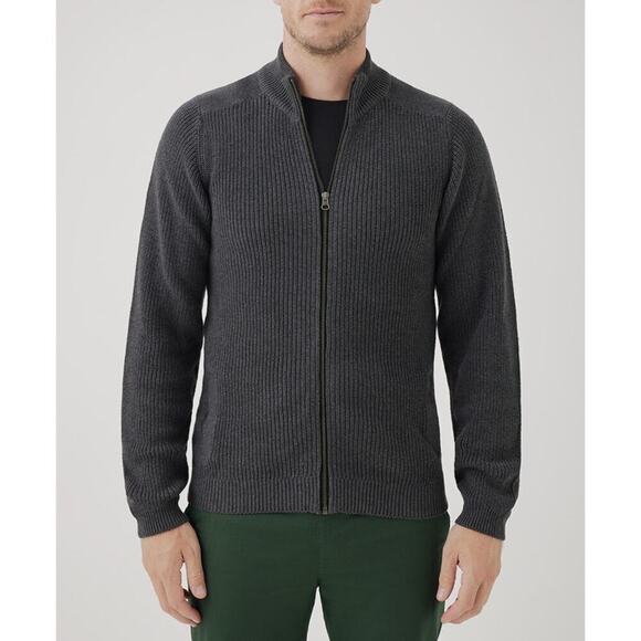 Pact Organic Cotton Double Knit Modern Full Zip Sweater Gray Size XL - Picture 1 of 8